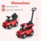 3 In 1 Kids Ride On Push Car with Detachable Handle and Safety Guardrail